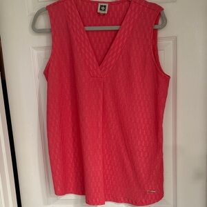Anne Klein Sleeveless Pink V-Neck Tank Top